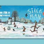 promo image for Stick Man with an illustration of Stick Man and friends play in a snowy woodland.