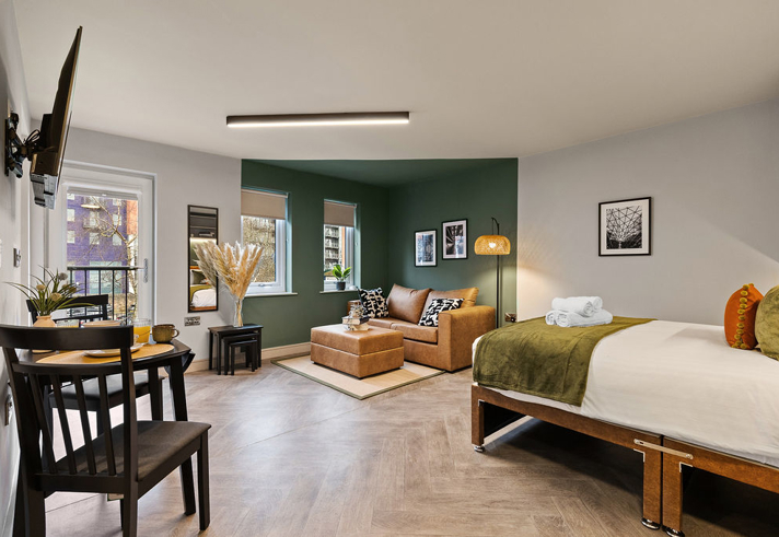 A studio lounge at Victoria Court Serviced Apartment by Stay Angels
