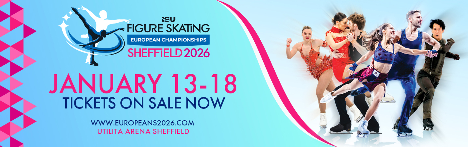artwork promoting the ISU Figure Skating European Championships Sheffield 2026