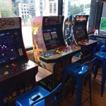 Video cabinets at the Extra Life Gaming Lounge.