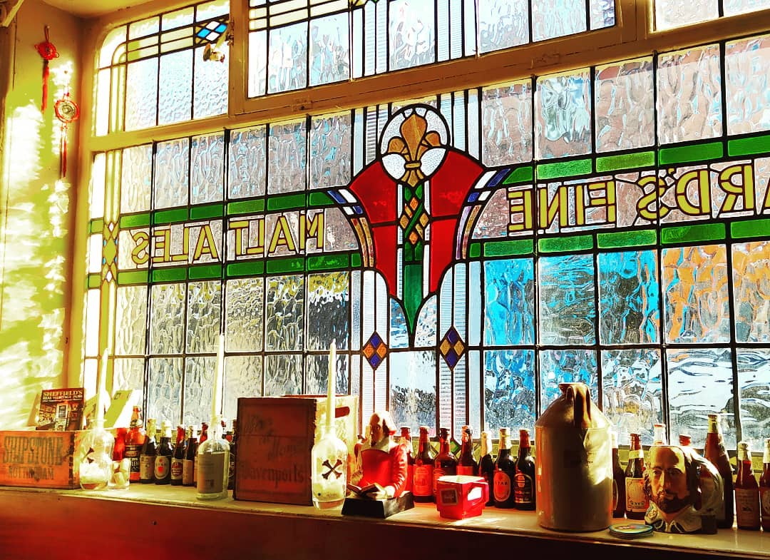 Stained glass window at Shakespeares.