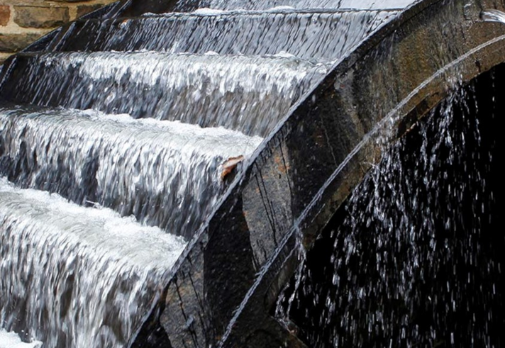 The water wheel at the Shepherd Wheel Workshop.
