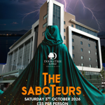 Poster for the event with an illustration of a cloaked and hooded figure.