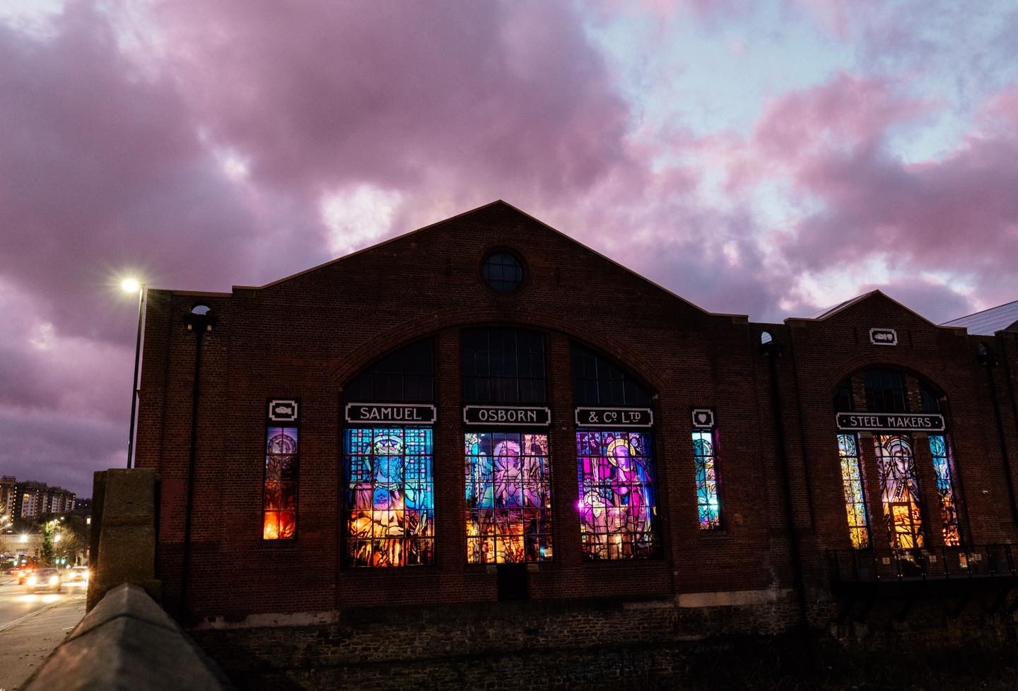 Exterior of Church - Temple of Fun at night.