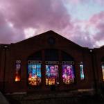 Exterior of Church - Temple of Fun at night.