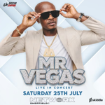 Promo image for the event with a picture of Mr Vegas in his shades.