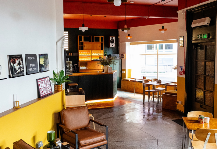 The bright and cheerful interior of the Front Room.
