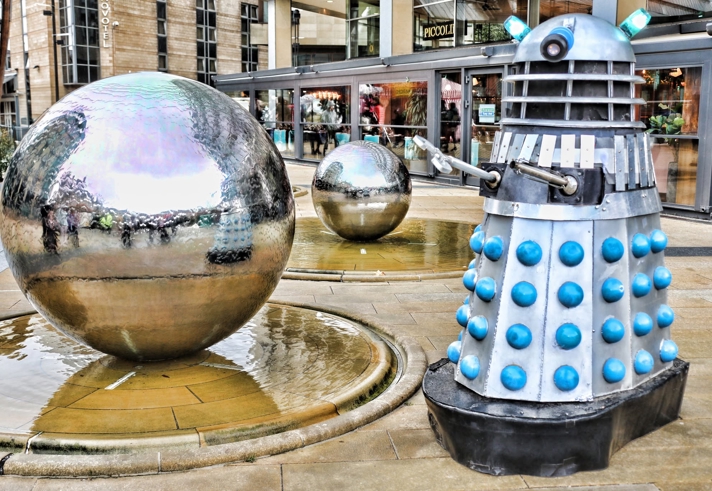 A Dalek in the Peace Gardens at Out of this World 2025
