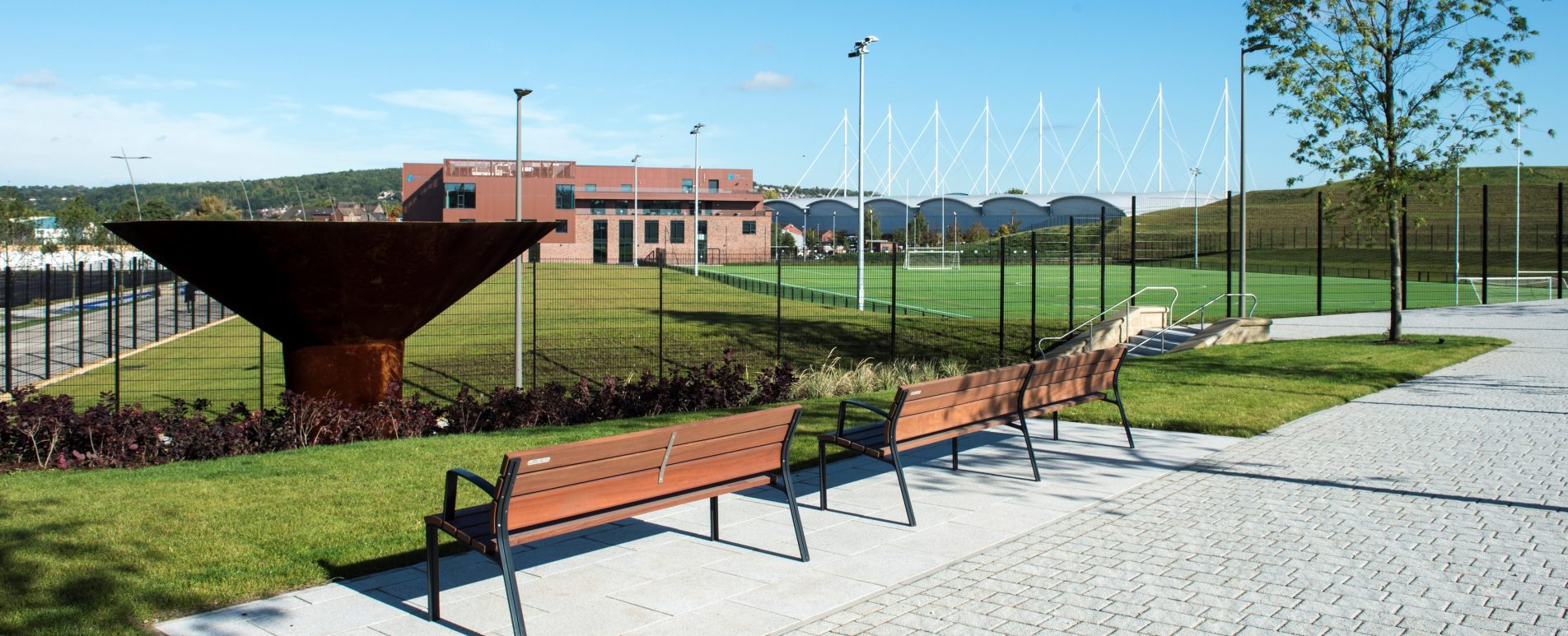 A view of the grounds and building at the  Sheffield Olympic Legacy Park.