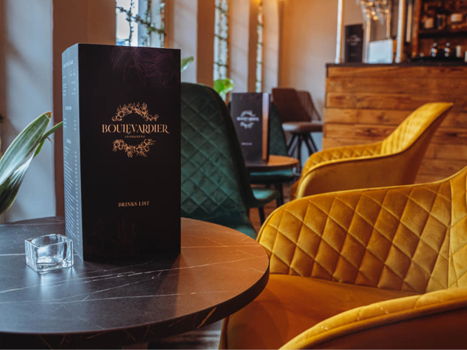 A menu on a table at Boulevardier 