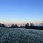 A frosty view of the Sheffield skyline taken from the outdoor seating area of Dukes in the Park 