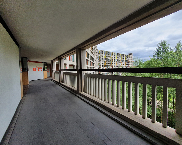 One of the 'Streets in the Sky' walkways at Park Hill Flats.