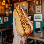 A vegan hot dog.