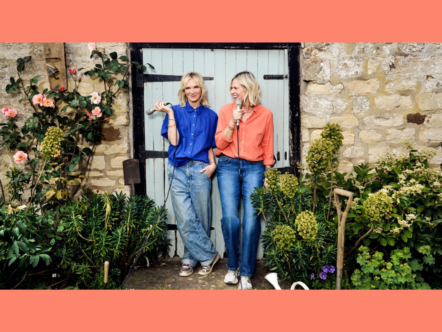 Promo image for Dig It with Jo Whiley and Zoe Ball with Jo Whiley and Zoe Ball standing in a garden.