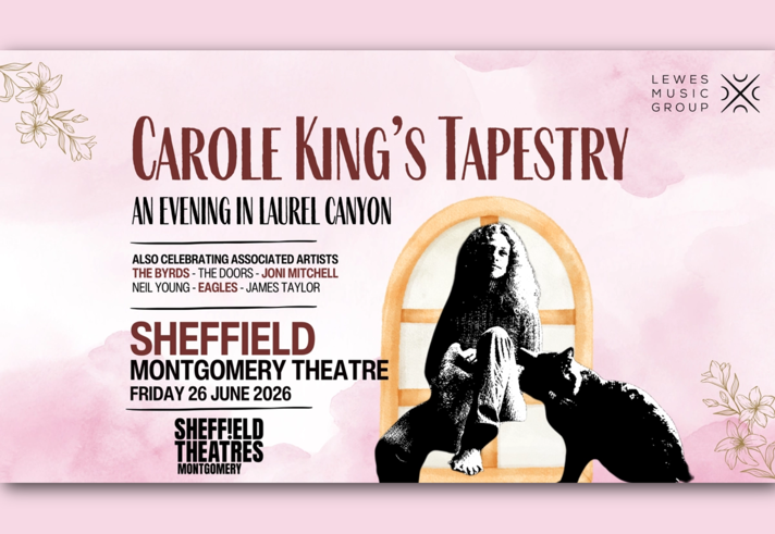 Promo image for the event with a picture of Carole King.