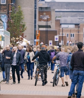 Pollen Market filled with people.
