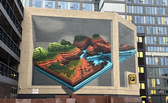 Hills part of Rivers and Hills mural by Rob Lee