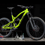 A yellow mountain bike.