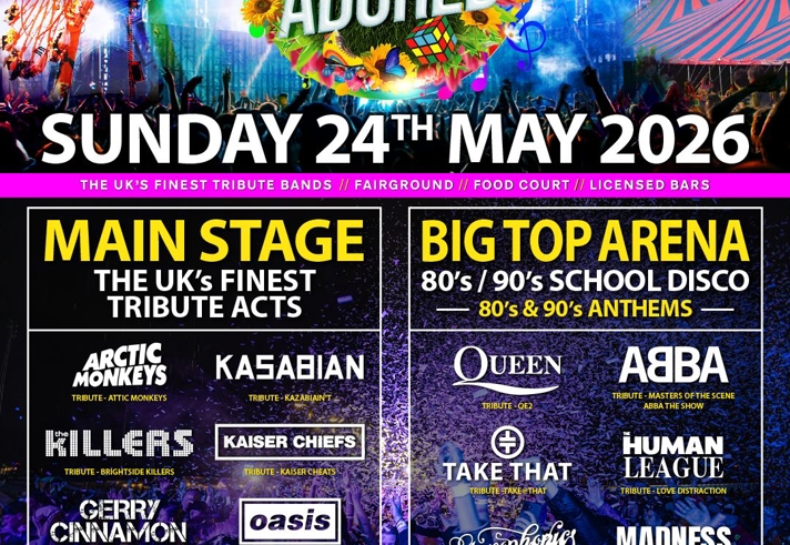 Poster for the event listing all the tribute acts.