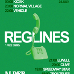 Poster for the event, listing all the details alongside an image of a push button landline phone.