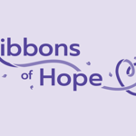 The Ribbons of Hope logo, with the words 'RIBBONS OF HOPE' on a lilac background.