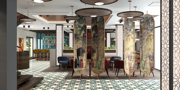 The interior of Mavi Ruya Turkish Bar & Grill.