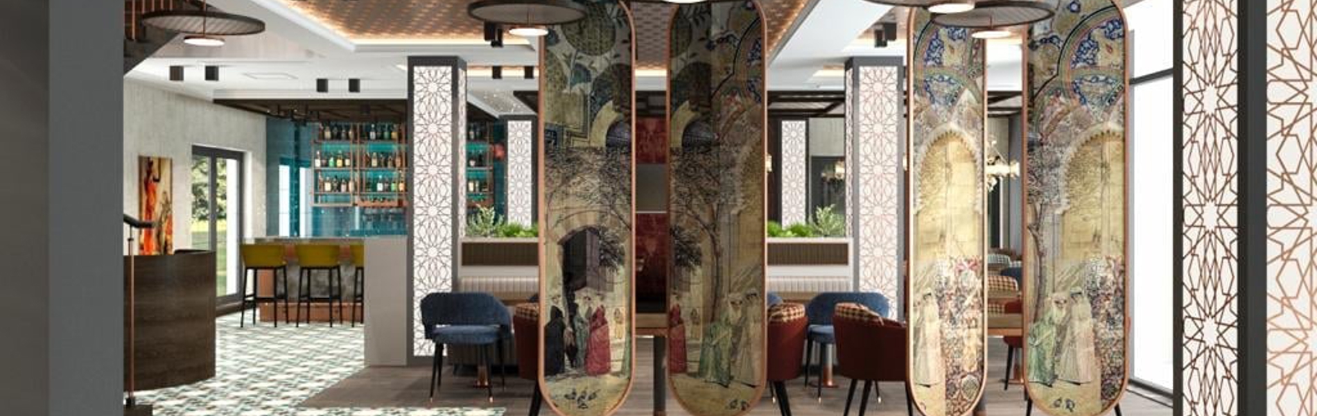 The interior of Mavi Ruya Turkish Bar & Grill.