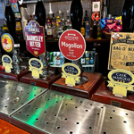 The bar at the Dog & Partridge pub.