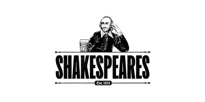 The Shakespeare logo, featuring an illustration of Shakespeare sat with a pint of beer.