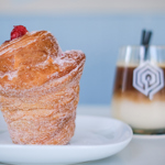 An iced coffee and a pastry at The Treehouse Cafe. 