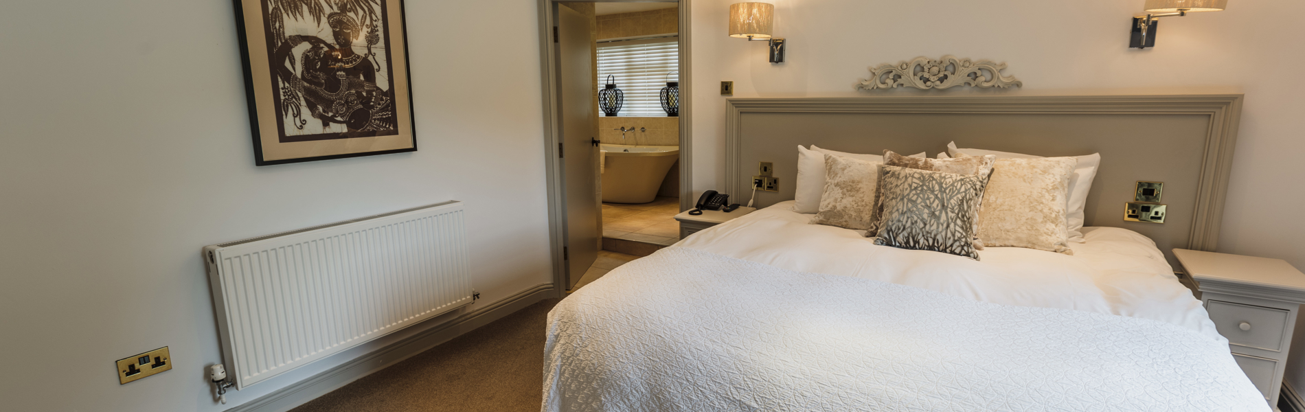 Spacious double room at Losehill Hall Hotel with a comfortable double bed and elegant décor.