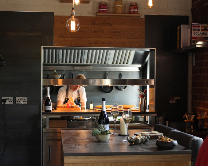 A working restaurant kitchen.