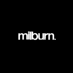 White text on black that reads 'MILBURN'.
