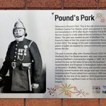 The plaque at Pound's Park.