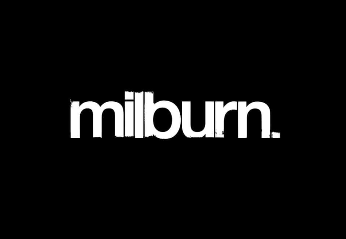 White text on black that reads 'MILBURN'.