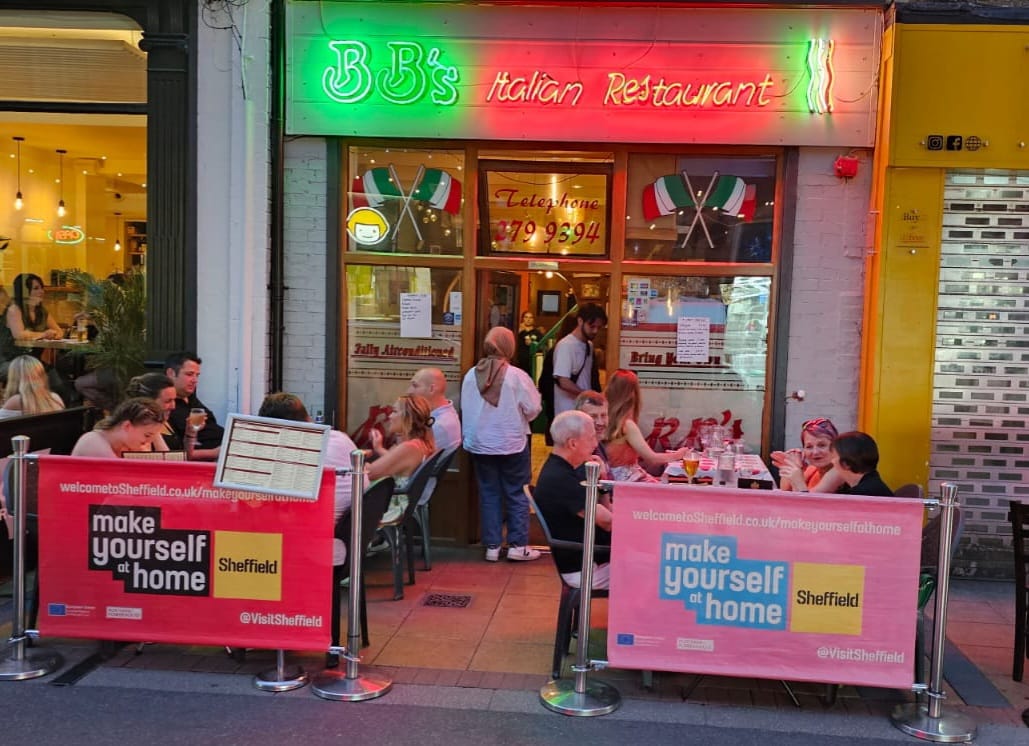 The exterior of BB's Italian Restaurant.