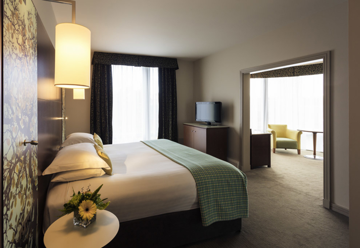 Spacious double bedroom at the Mercure St Paul's hotel