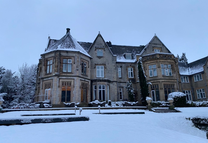 Mercure Kenwood Hall Hotel & Spa in the snow.