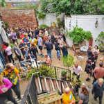 The beer garden at Shakespeares.