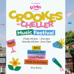 Get ready for an unforgettable weekend at the Crookes-Cheller Music Festival at The Punch Bowl on 5th and 6th June. Poster for the event.