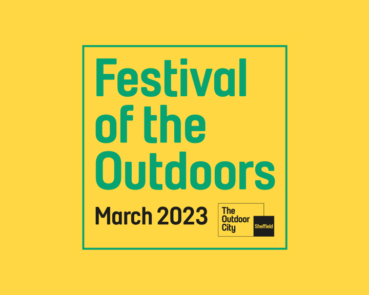 The Festival of the Outdoors logo on a bright yellow background.