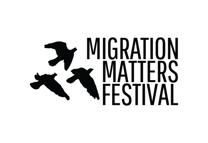 The Migration Matters Festival logo that features the words 'MIGRATION MATTERS FESTIVAL' staked alongside the silhouettes of three birds in flight. 