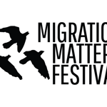 The Migration Matters Festival logo that features the words 'MIGRATION MATTERS FESTIVAL' staked alongside the silhouettes of three birds in flight. 