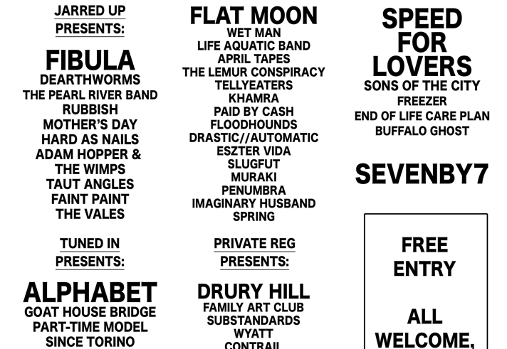 Poster for the event with the full list of bands playing.