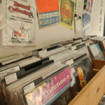 Racks of records for sale at Memory Dance.