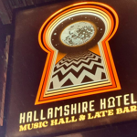 The Hallamshire Hotel sign on the outside of the building.