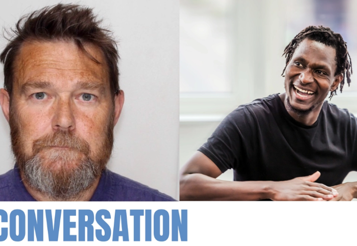 Promo poster for In Conversation with David Greg and John Rwothomack.