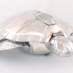 An old Sheffield Plate soup tureen, 1790 - 1810, in the shape of a giant turtle.