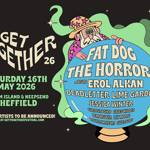 Illustrated festival poster for “Get Together 26” featuring a cartoon wizard holding a crystal ball listing artists.
