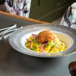 A bowl of food.